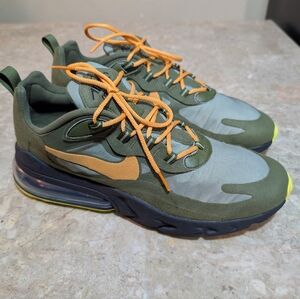 Nike Air Max 270 React By You Olive Green -Orange Trainer Shoes Men Size 11.5